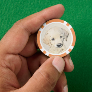 Golden Retriever Puppy Painting - Originele Dog Ar Poker Chips