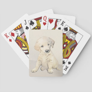 Golden Retriever Puppy Painting - Originele Dog Ar Pokerkaarten