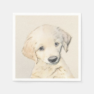 Golden Retriever Puppy Painting - Originele Dog Ar Servet