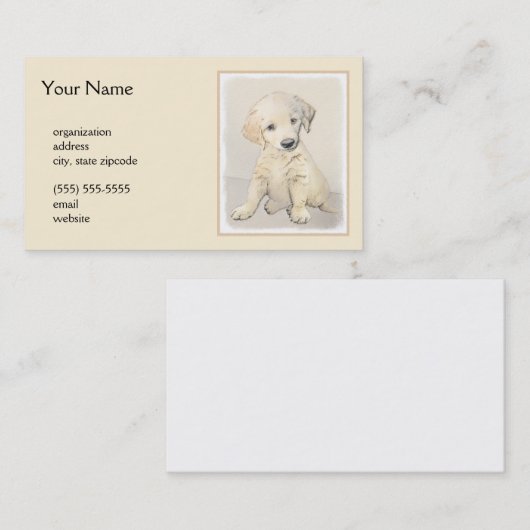 Golden Retriever Puppy Painting - Originele Dog Ar Visitekaartje (Voorkant / Achterkant)