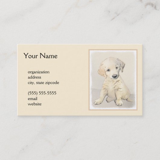 Golden Retriever Puppy Painting - Originele Dog Ar Visitekaartje (Voorkant)