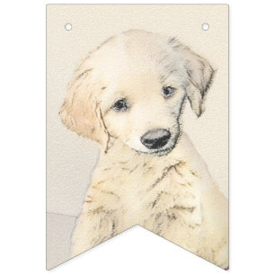 Golden Retriever Puppy Painting - Originele Dog Ar Vlaggetjes