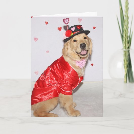 Golden Retriever Puppy Pawsome Valentine’s Day Feestdagen Kaart (Voorkant)