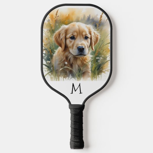 Golden Retriever Puppy Pickleball Paddle (Voorkant)