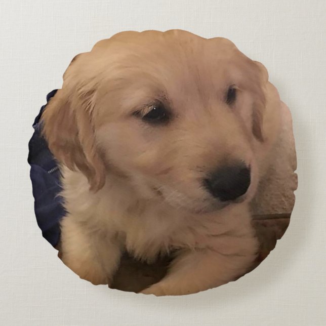 Golden Retriever Puppy Pillow Rond Kussen (Voorkant)