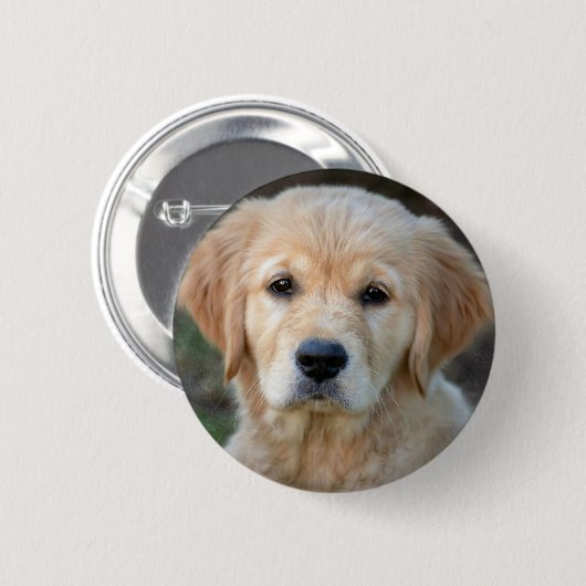 Golden Retriever Puppy Ronde Button 5,7 Cm (Voorkant /achterkant)