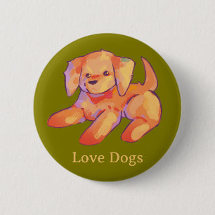 Golden retriever, puppy  ronde button 5,7 cm