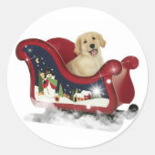 Golden Retriever Puppy Ronde Sticker (Voorkant)