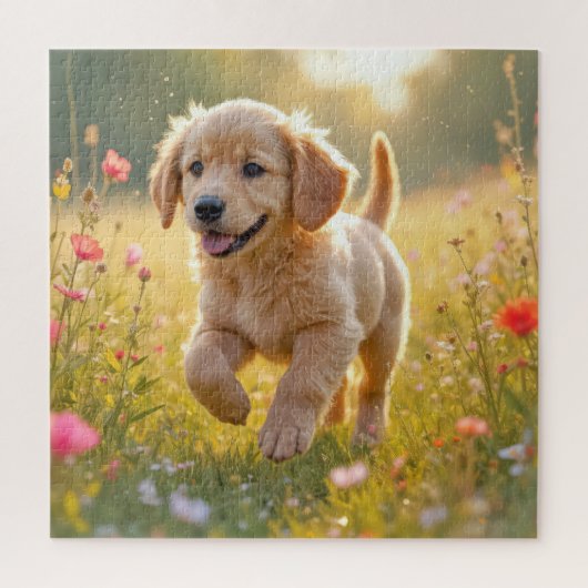 Golden Retriever Puppy Running In a Meadow Legpuzzel (Verticaal)