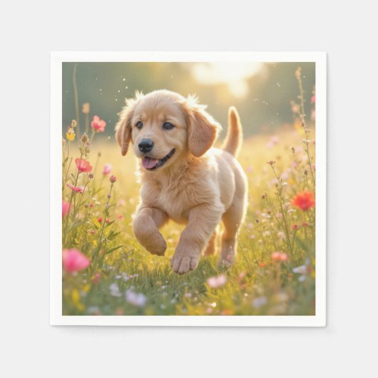 Golden Retriever Puppy Running In a Meadow Servet (Voorkant)