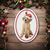 Golden Retriever Puppy Santa Bulb Kerstmis Keramisch Ornament