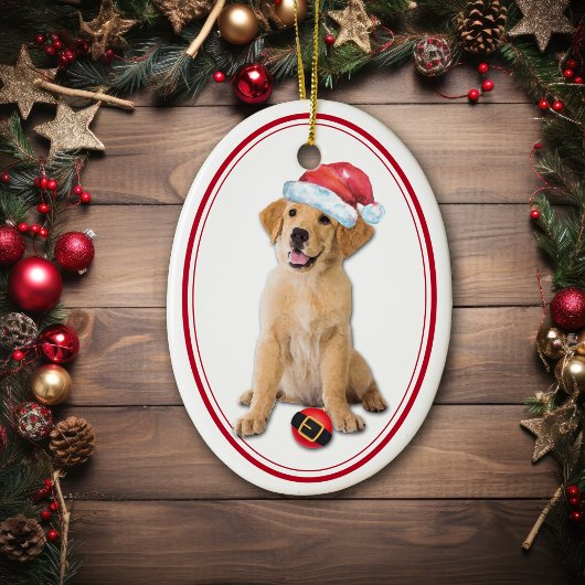 Golden Retriever Puppy Santa Bulb Kerstmis Keramisch Ornament