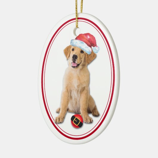 Golden Retriever Puppy Santa Bulb Kerstmis Keramisch Ornament (Links)