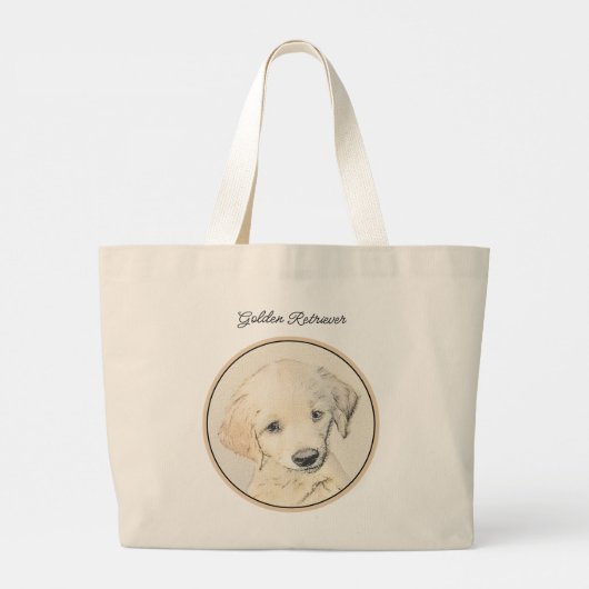 Golden Retriever Puppy Schilderen Originele Hond K Grote Tote Bag (Achterkant)