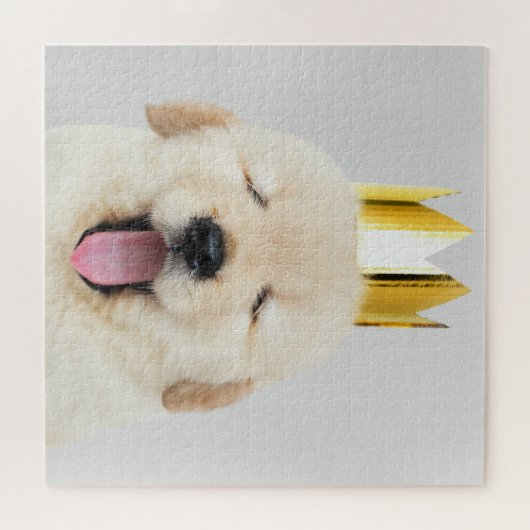 Golden Retriever Puppy Sleepy in Crown Legpuzzel (Horizontaal)