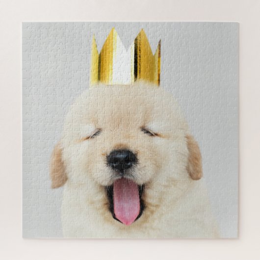 Golden Retriever Puppy Sleepy in Crown Legpuzzel (Verticaal)