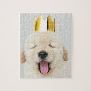 Golden Retriever Puppy Sleepy in Crown Legpuzzel