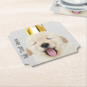 Golden Retriever Puppy Sleepy in Gold Crown Kartonnen Onderzetters (Gekanteld)