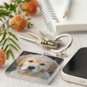 Golden Retriever Puppy Sleutelhanger (Voorkant Rechts)