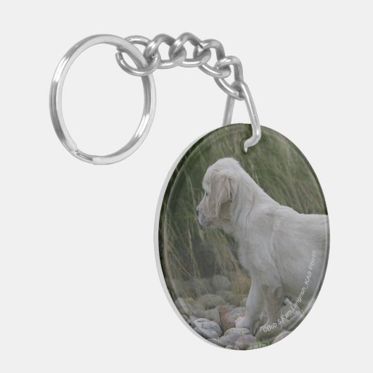 Golden Retriever Puppy Standing Sleutelhanger (Voorkant Links)