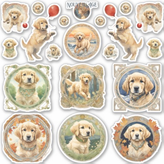 Golden Retriever Puppy Sticker Sheet (Voorkant)