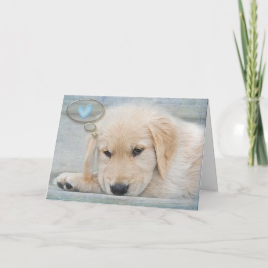 Golden Retriever Puppy Thinking of You Kaart (Voorkant)