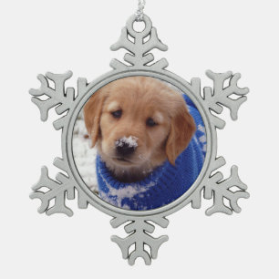 Golden Retriever Puppy Tin Sneeuwvlok Ornament