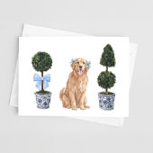 Golden Retriever Puppy Topiary Waterverf Kaart
