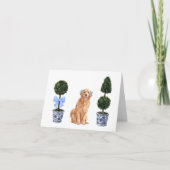 Golden Retriever Puppy Topiary Waterverf Kaart (Voorkant)