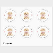 Golden Retriever Puppy Valentine's Day Kids Ronde Sticker (Vel)