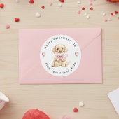 Golden Retriever Puppy Valentine's Day Kids Ronde Sticker