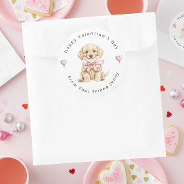 Golden Retriever Puppy Valentine's Day Kids Ronde Sticker