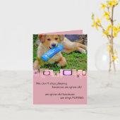 Golden Retriever Puppy Verjaardag Wenskaart Kaart (Gele Bloem)