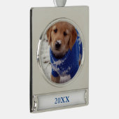 Golden Retriever Puppy Verzilverd Banner Ornament (Rechts)