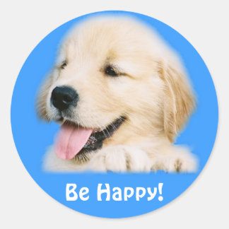Golden Retriever Puppy "Wees blij" Sticker