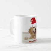 Golden Retriever Puppy wensend Vrolijk Kerstfeest  Koffiemok (Voorkant links)