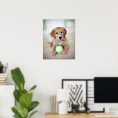 Golden Retriever Puppy wil spelen Poster (Thuiskantoor)