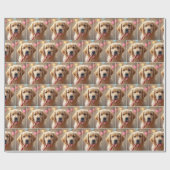 Golden Retriever Puppy With a Candy Cane Cadeaupapier (Vlak)