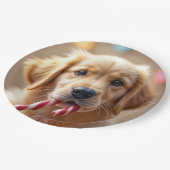 Golden Retriever Puppy With a Candy Cane Papieren Bordje (Gekanteld)
