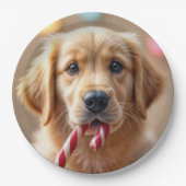 Golden Retriever Puppy With a Candy Cane Papieren Bordje (Voorkant)