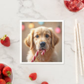 Golden Retriever Puppy With a Candy Cane Servet (Insitu)