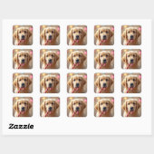 Golden Retriever Puppy With a Candy Cane Vierkante Sticker (Vel)