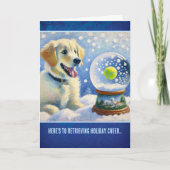 Golden Retriever Puppy With Tennis Ball Snow Globe Kaart (Voorkant)