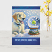 Golden Retriever Puppy With Tennis Ball Snow Globe Kaart (Gele Bloem)