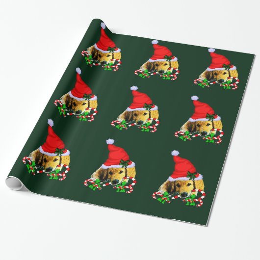 Golden Retriever Puppy Wrapping Paper Cadeaupapier (Uitgerold)