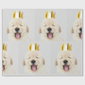 Golden Retriever puppy Yawning with Crown Cadeaupapier (Vlak)