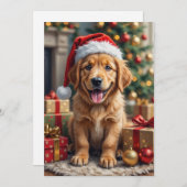 Golden Retriever Puppy's First Christmas Festive Feestdagenkaart (Voorkant / Achterkant)