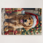 Golden Retriever Puppy's First Christmas Festive Legpuzzel (Horizontaal)