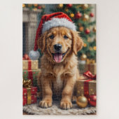 Golden Retriever Puppy's First Christmas Festive Legpuzzel (Verticaal)