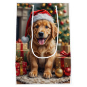 Golden Retriever Puppy's First Christmas Festive Medium Cadeauzakje (Achterkant)